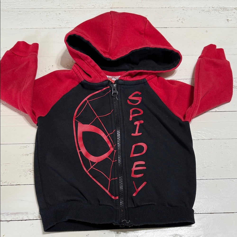🍄2T Marvel Black and Red Spider-Man zip up hoodie Jacket